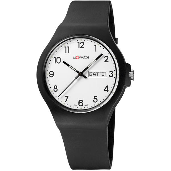 M-WATCH Core 42, Schweizer XL Quartzuhr Tag Datum schwarz-weiss von M-WATCH