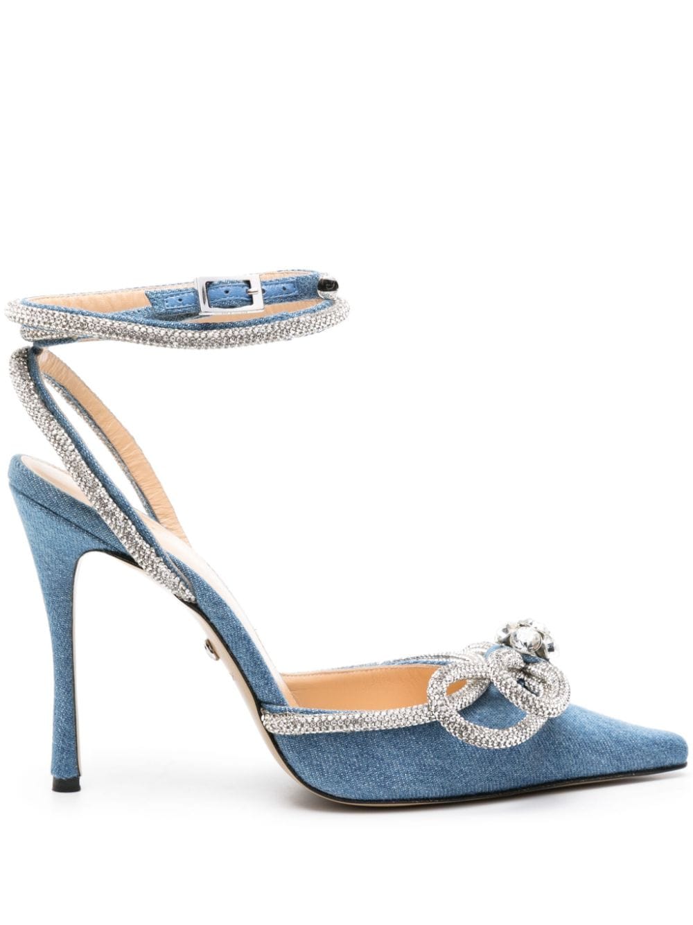 MACH & MACH 105mm bow-detail denim pumps - Blue von MACH & MACH