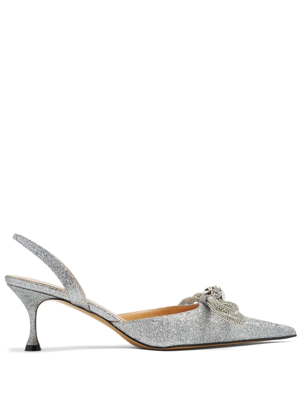 MACH & MACH Double Bow glitter pumps - Silver von MACH & MACH