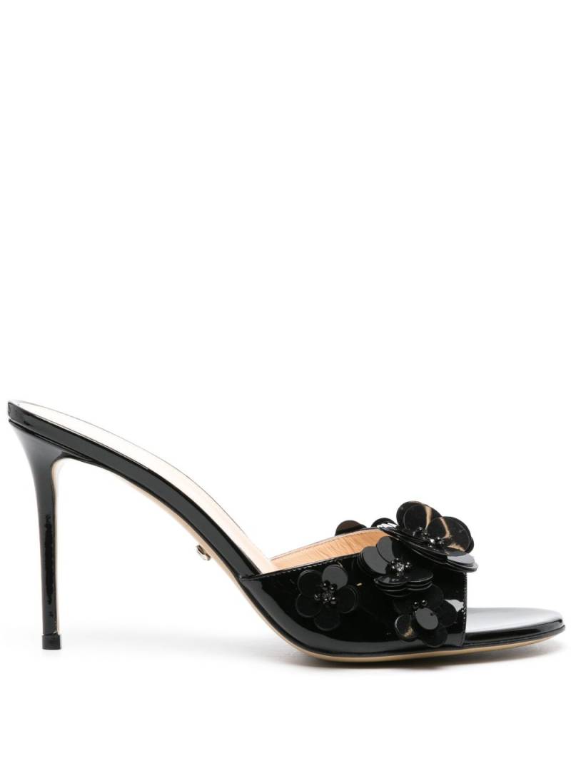 MACH & MACH Flowers 95mm mules - Black von MACH & MACH