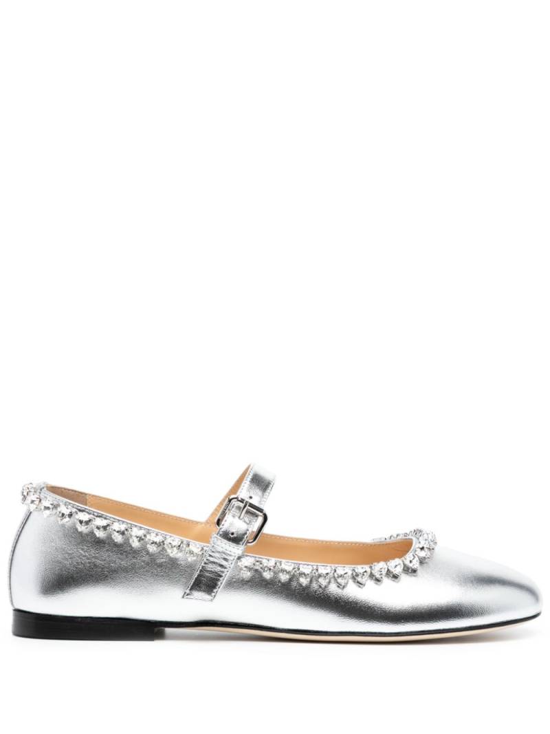 MACH & MACH crystal-embellished leather ballerina shoes - Silver von MACH & MACH