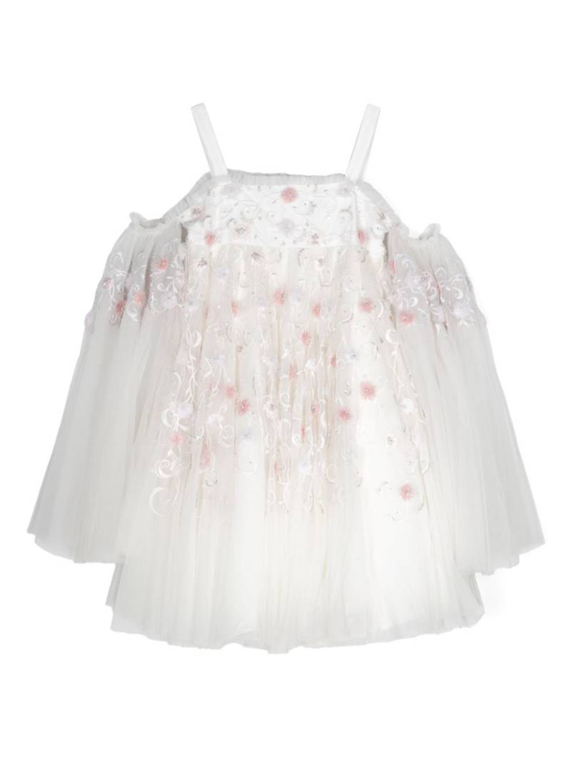 MAISON AVA embroidered beaded tulle dress - White von MAISON AVA