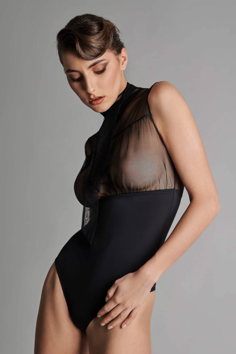 Body Mit Schmalem Schal - Madame Rêve Damen Schwarz L von MAISON CLOSE