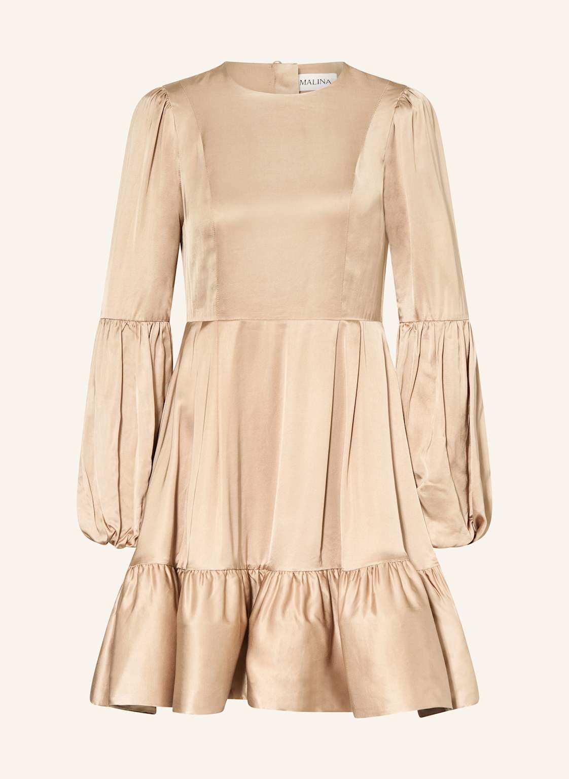 Malina Satinkleid Jasmine Mit Volants beige von MALINA