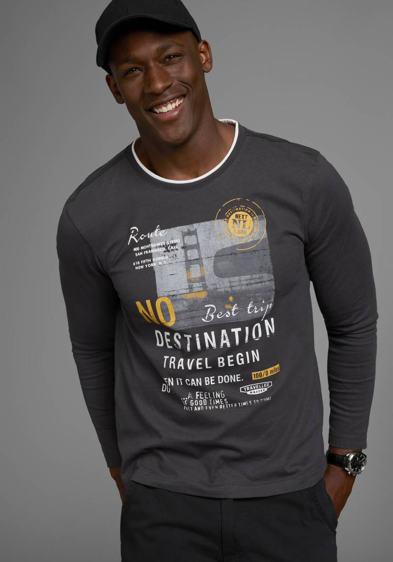 Man's World Langarmshirt, Langarm, bedruckt, Rundhalsausschnitt, aus 100% Baumwolle von Man's World