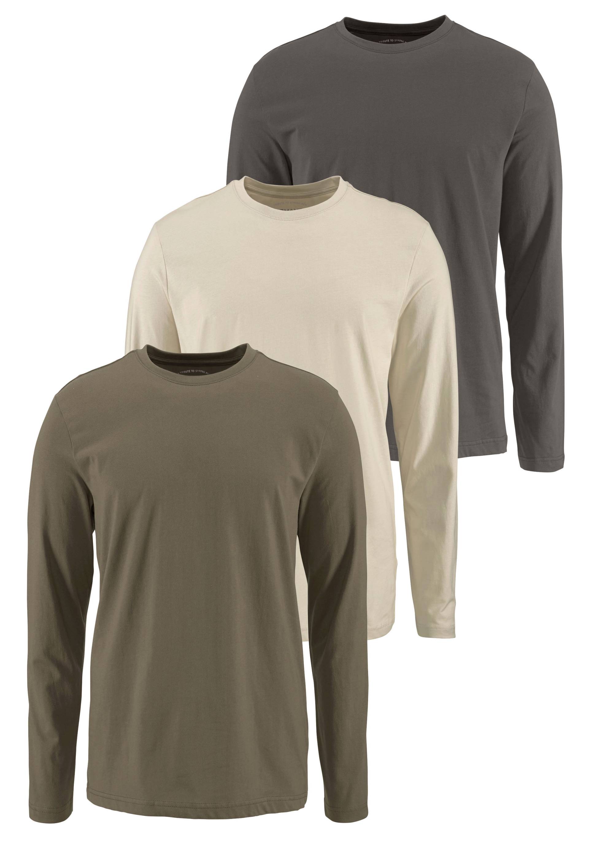 Man's World Langarmshirt »neue Farbe !«, Langarm, unifarben, aus Baumwolle, im 3er-Pack von Man's World