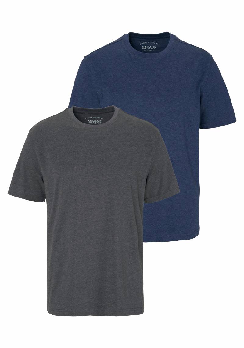 Man's World Rundhalsshirt, Kurzarm, Basic-Stil, aus Baumwollmischung, 2er-Pack von Man's World