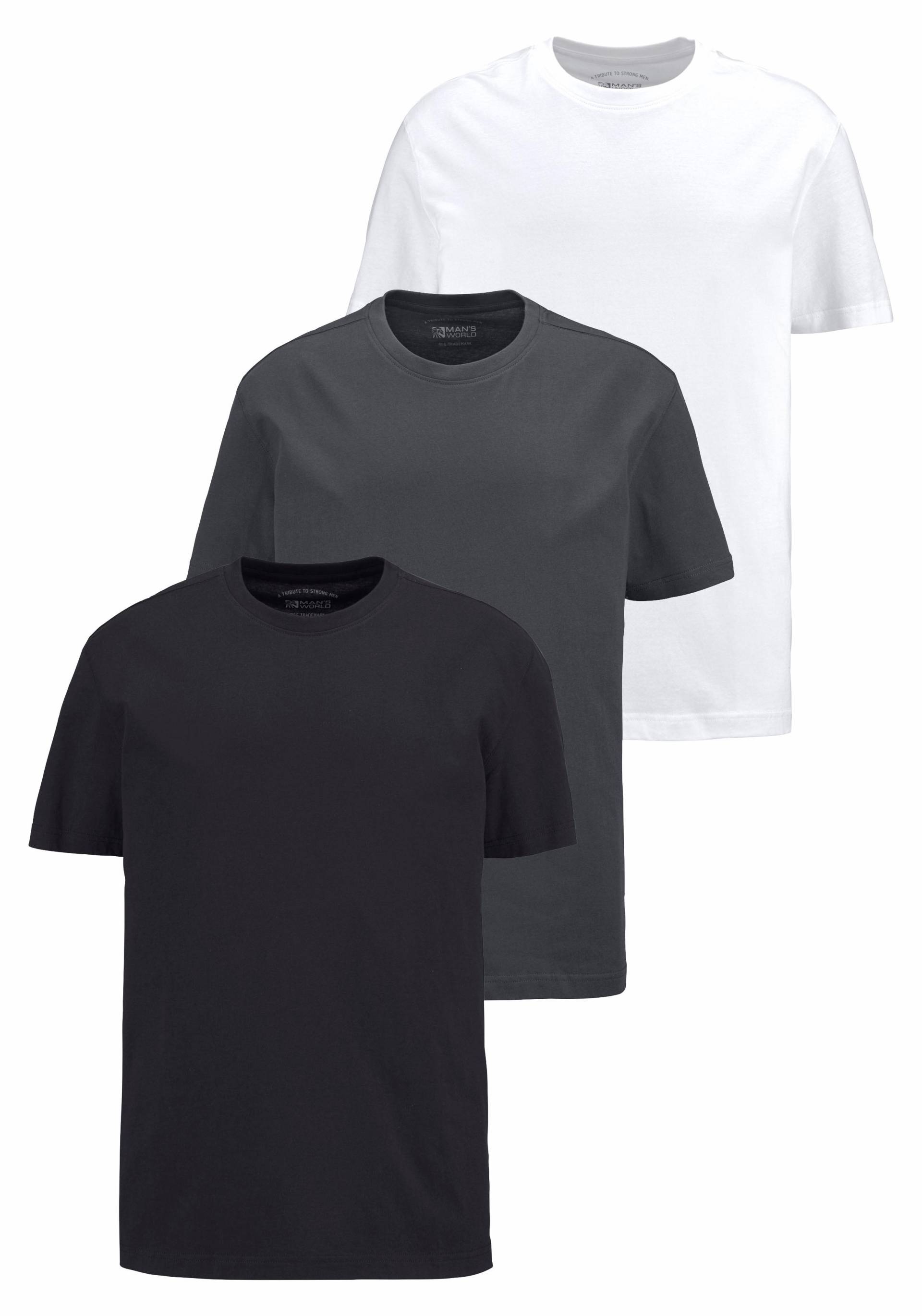 Man's World T-Shirt, Kurzarm, normale Passform, aus Baumwolle, im 3er-Pack von Man's World