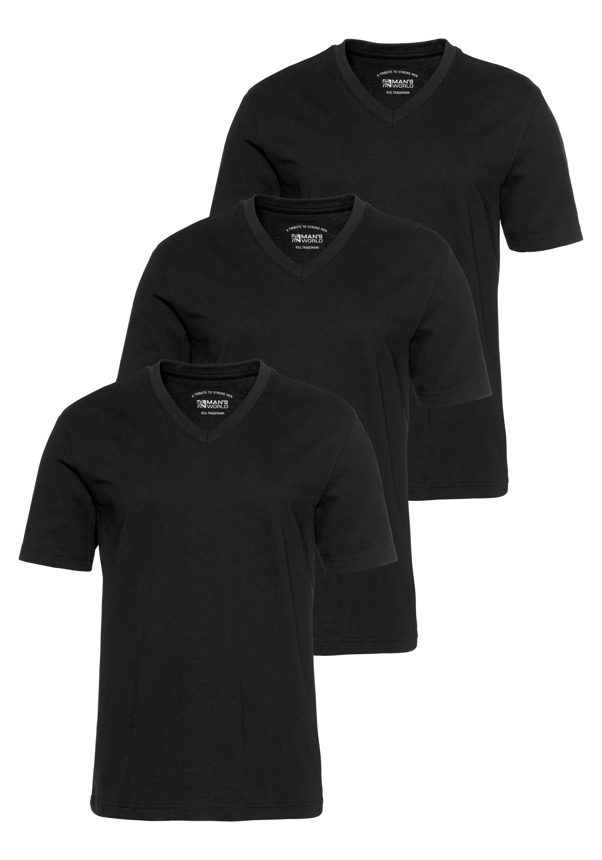 Man's World V-Shirt, Kurzarm, aus Baumwolle von Man's World