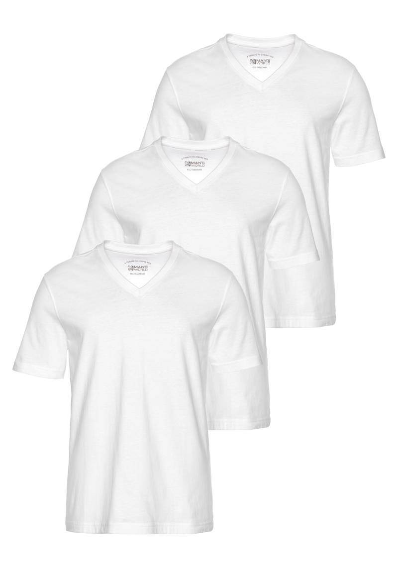 Man's World V-Shirt, (Packung, 3 tlg., 3er-Pack), Kurzarm, aus Baumwolle von Man's World