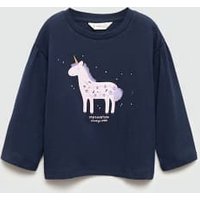 Gemustertes T-Shirt mit bestickten Details Gemustertes T-Shirt mit bestickten Details von MANGO BABY