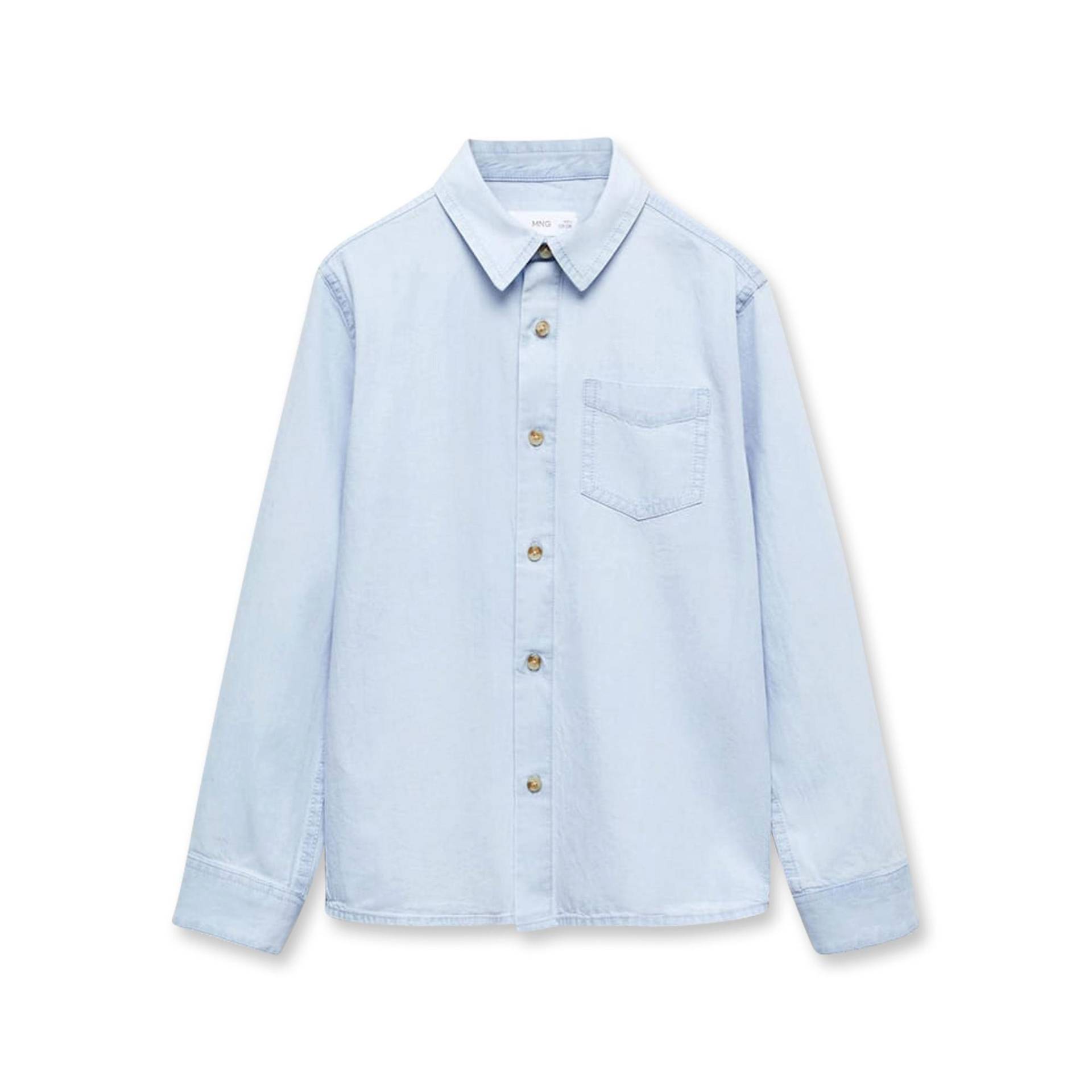 Jeanshemd, Langarm Jungen Bleached Blau 7 Anni von MANGO Kids