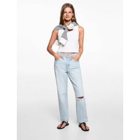 Gerade Jeans mit mittelhohem Bund und Rissen Gerade Jeans mit mittelhohem Bund und Rissen von MANGO TEEN