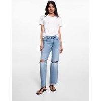 Gerade Jeans mit mittelhohem Bund und Rissen von MANGO TEEN