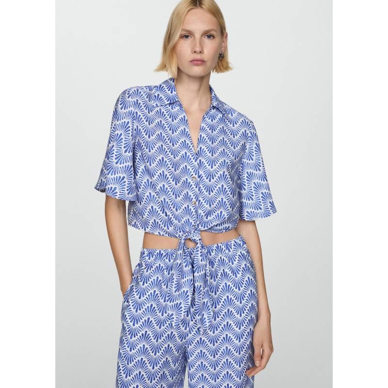 Shirt, Langarm Damen Mittelblau L von MANGO