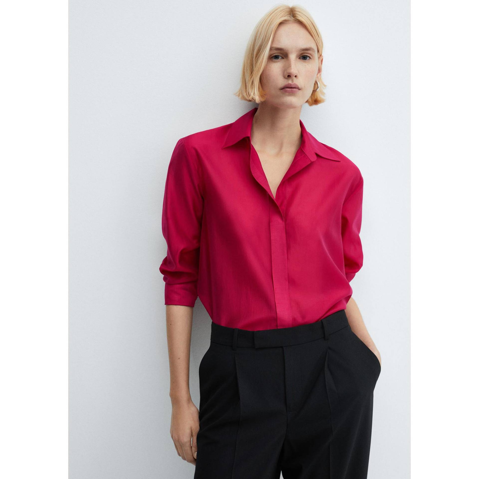 Shirt, Langarm Damen Rot  L von MANGO