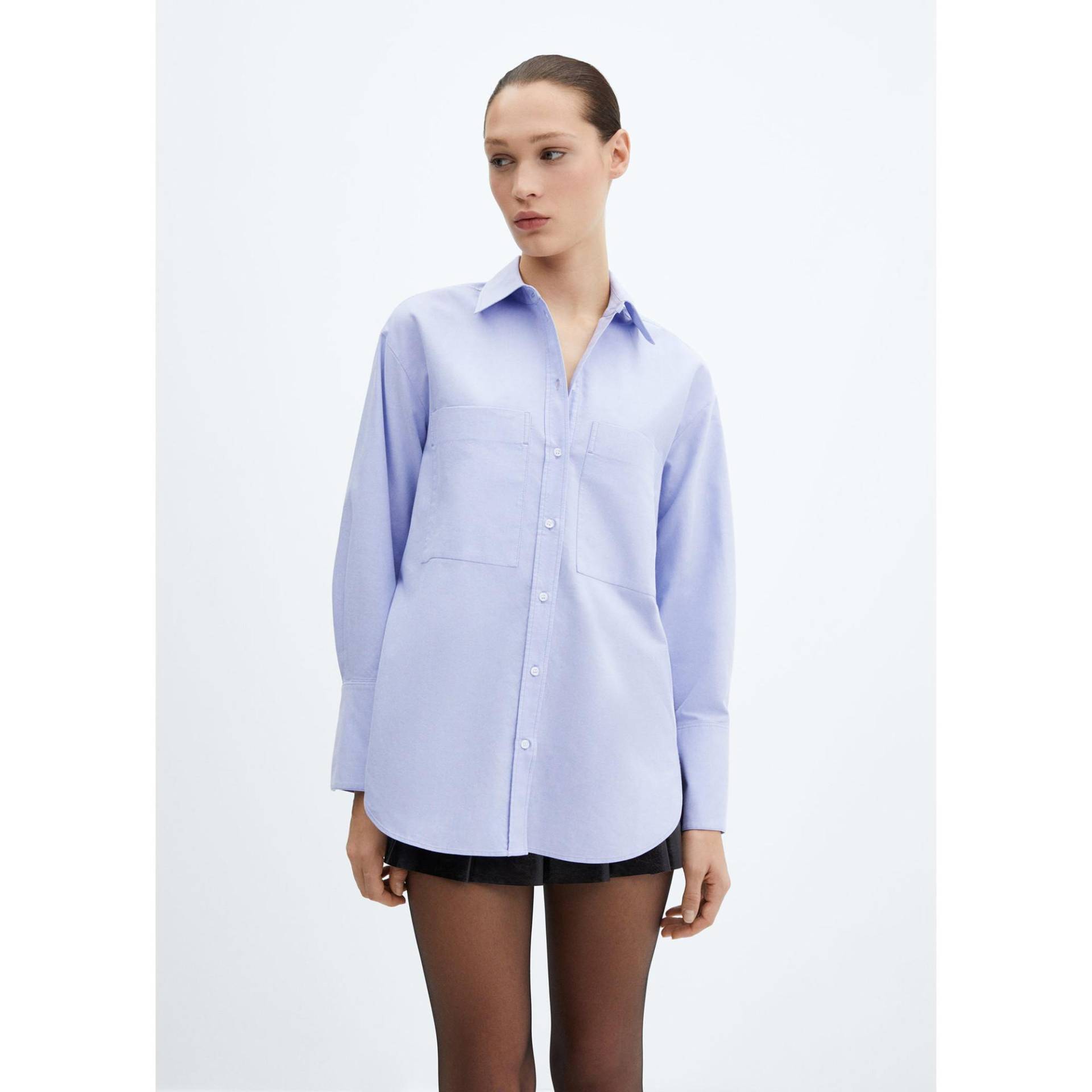 Shirt, Langarm Damen Saphirblau L von MANGO