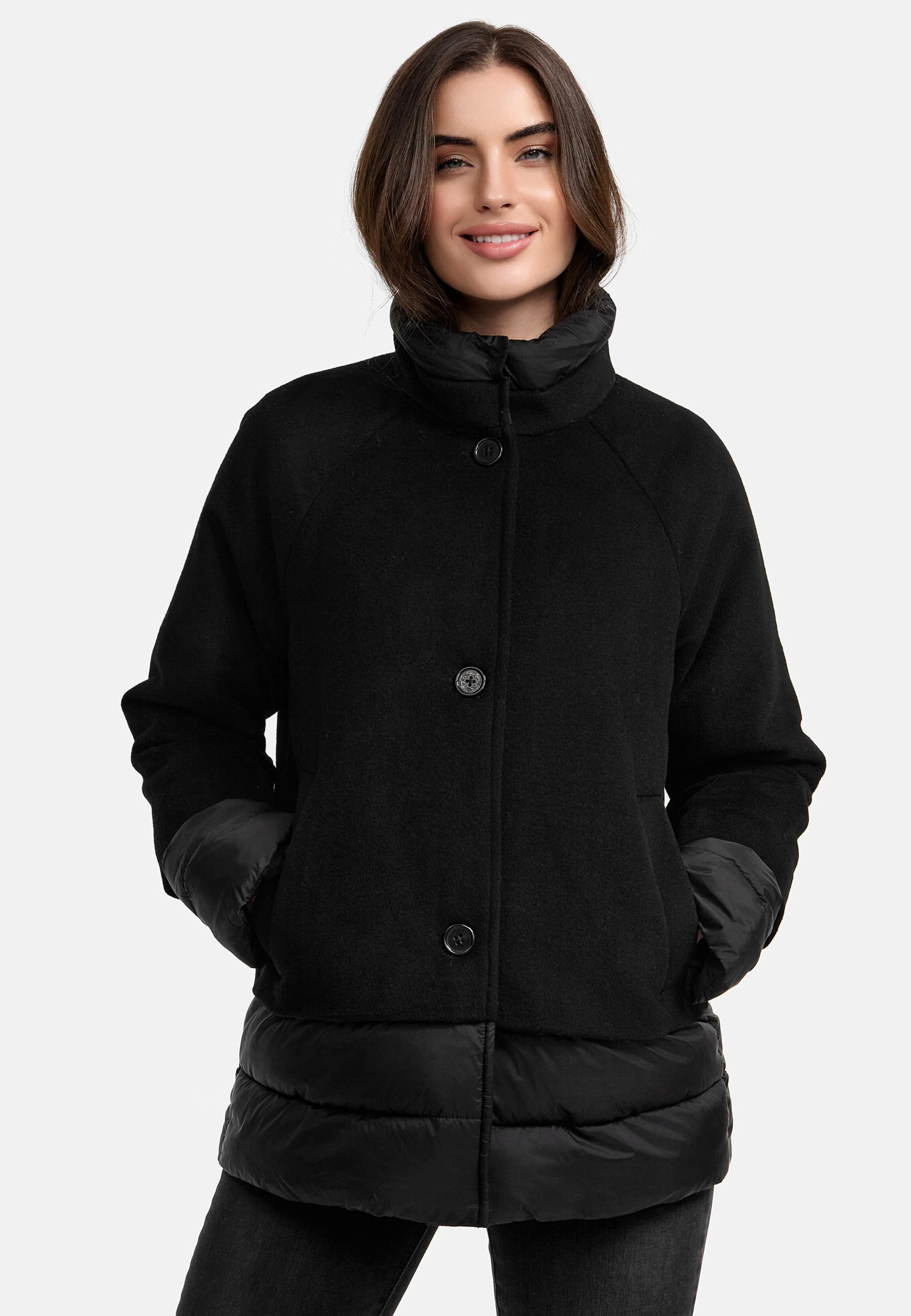 MANISA Winterjacke, ohne Kapuze, mit modischen Materialmix und Wolle MANISA Winterjacke, ohne Kapuze, mit modischen Materialmix und Wolle von MANISA