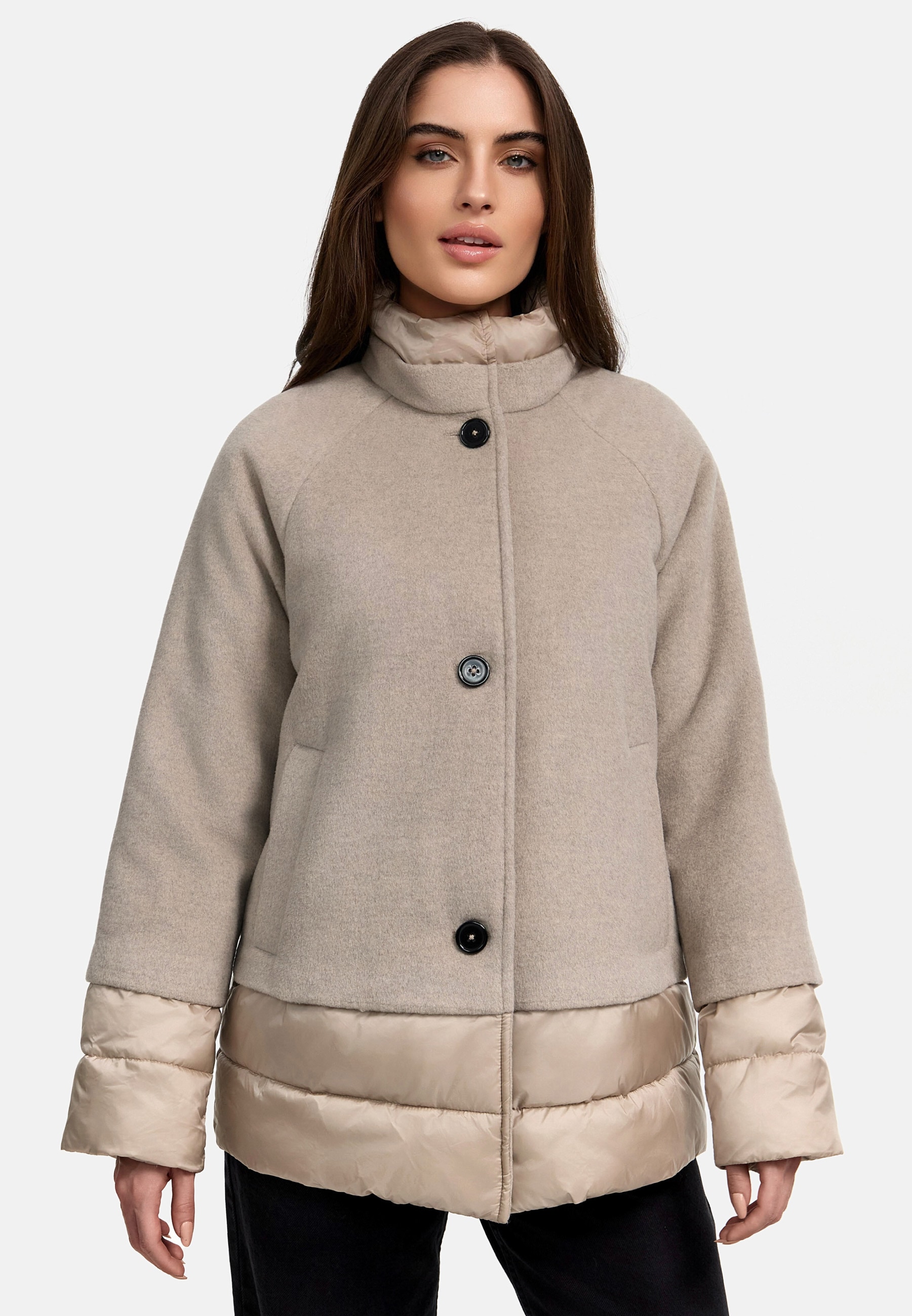 MANISA Winterjacke, ohne Kapuze, mit modischen Materialmix und Wolle von MANISA