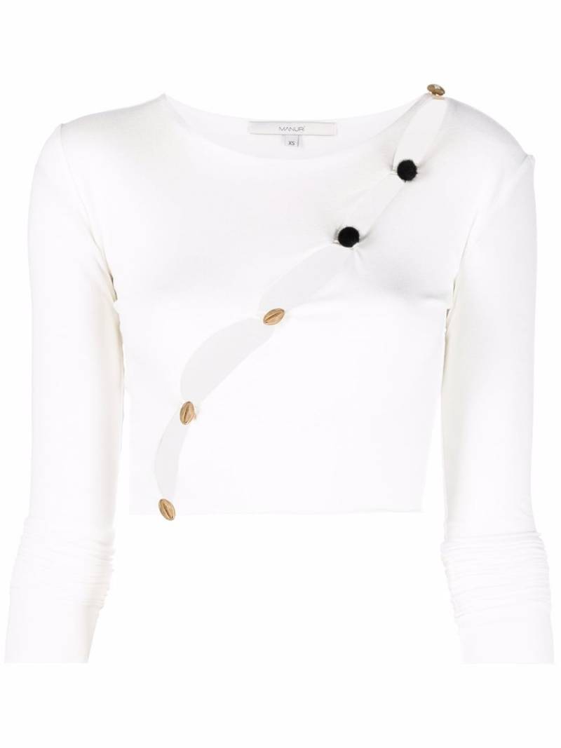 MANURI Domino diagonal button-detail cardigan - White von MANURI