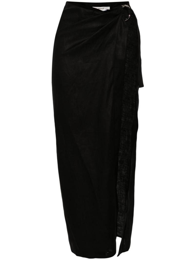 MANURI Vika 2.4 linen midi skirt - Black von MANURI