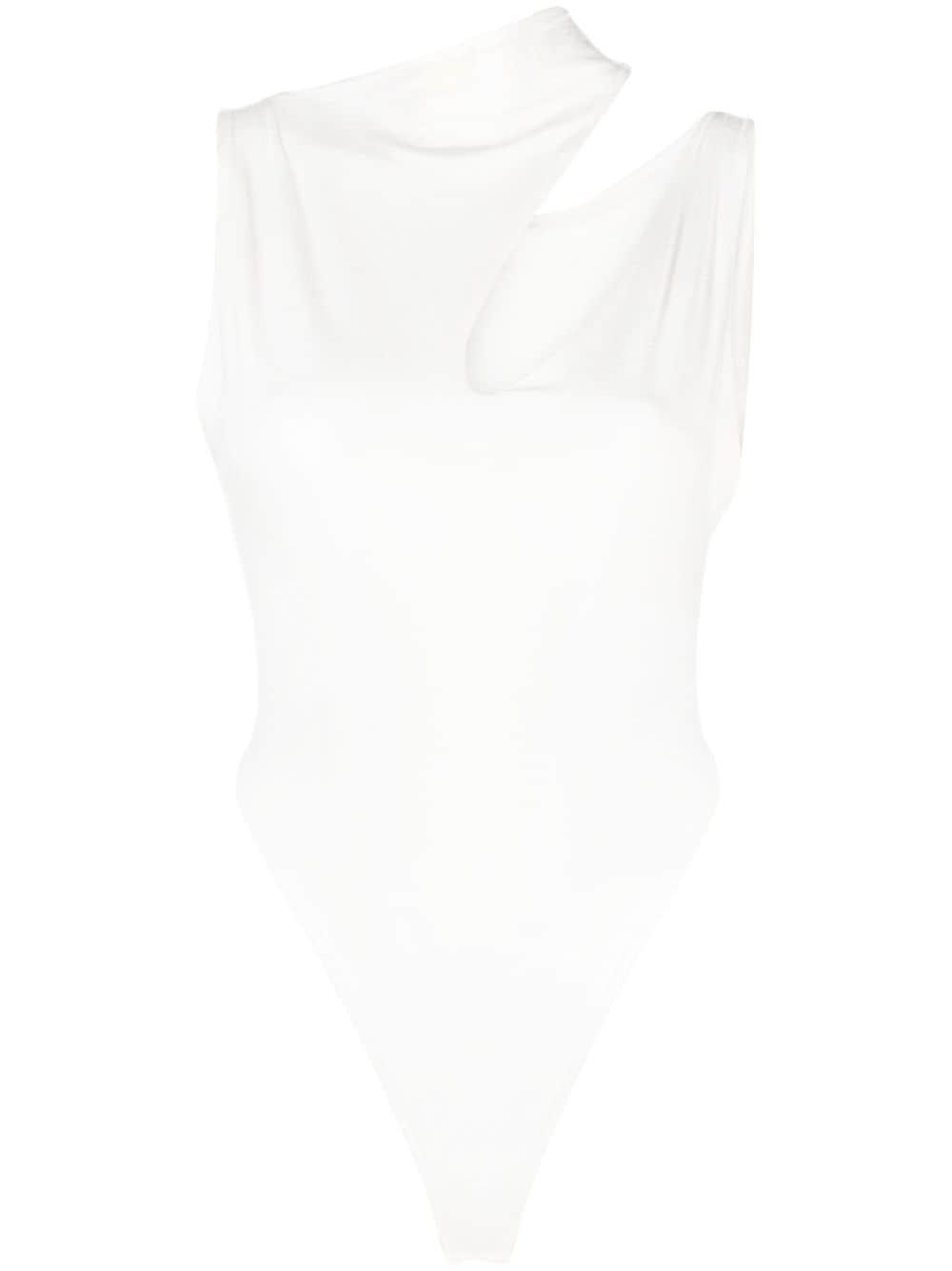 MANURI cutout jersey bodysuit - White von MANURI