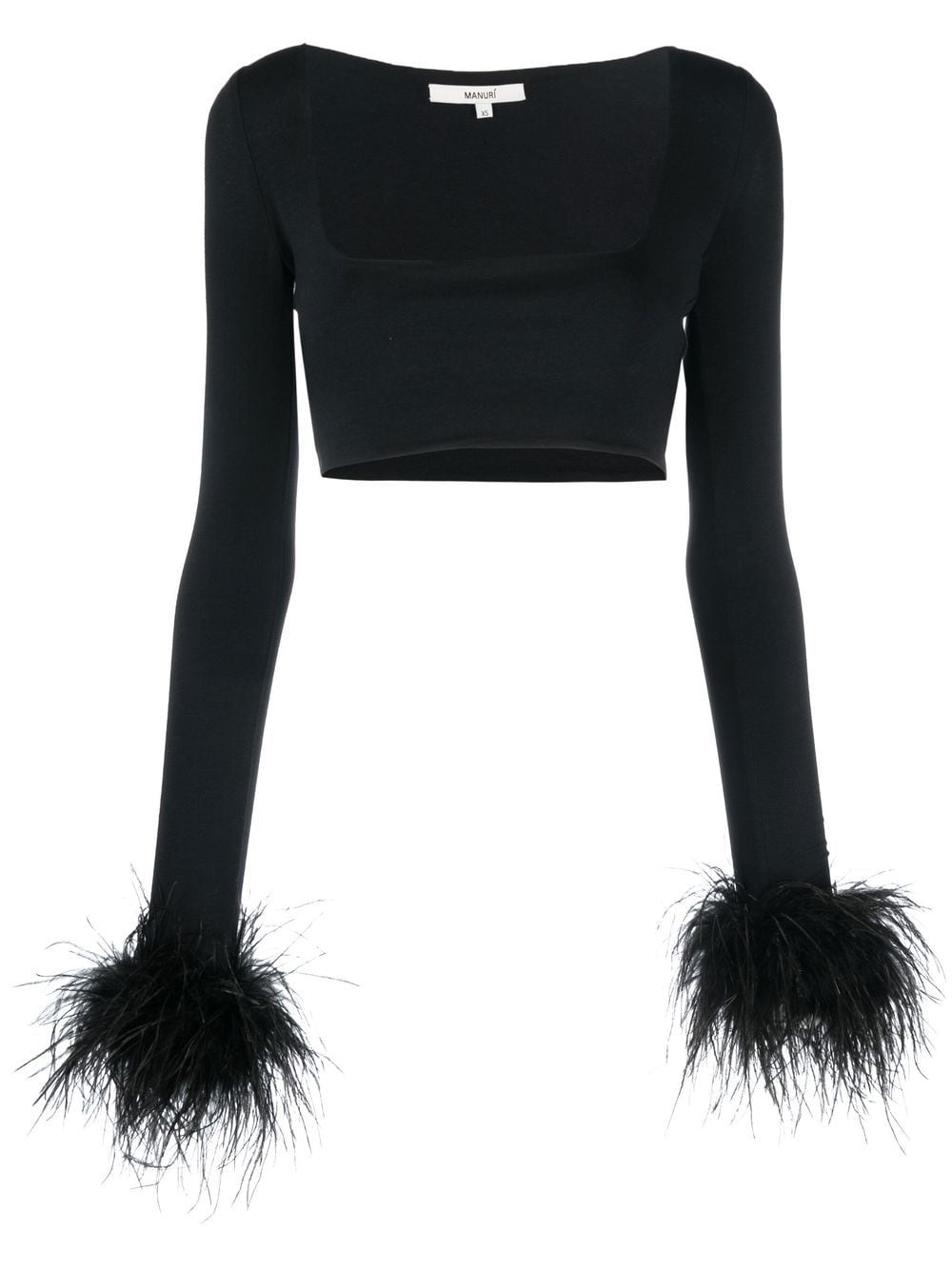 MANURI feather-cuff crop top - Black von MANURI