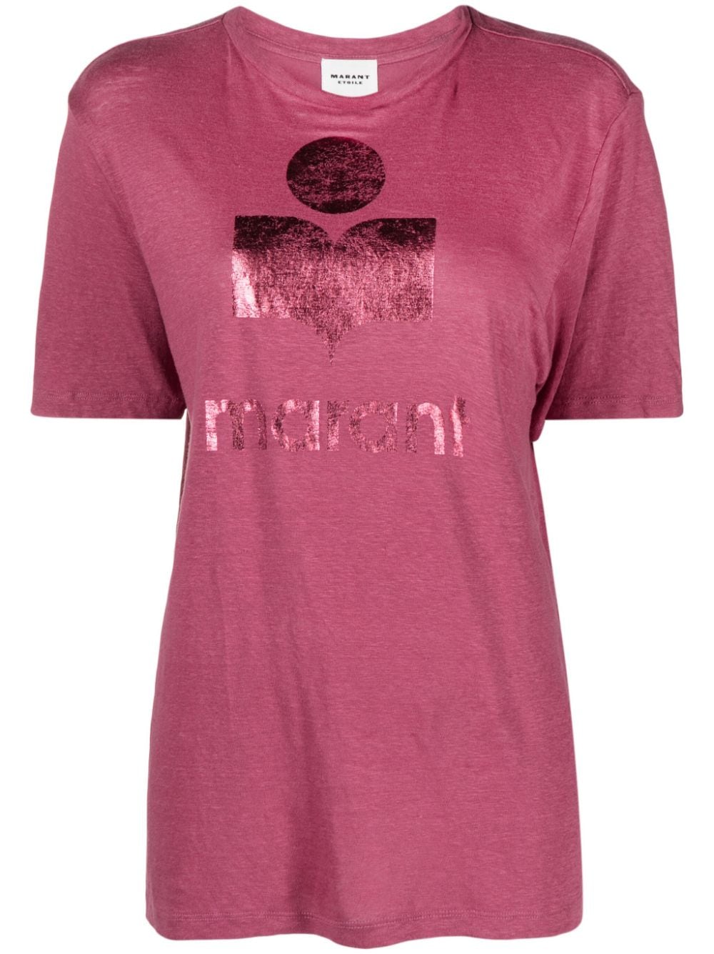 MARANT ÉTOILE Zewel logo-print linen T-shirt - Pink von MARANT ÉTOILE