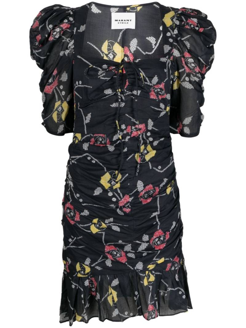 MARANT ÉTOILE floral-print gathered minidress - Black von MARANT ÉTOILE