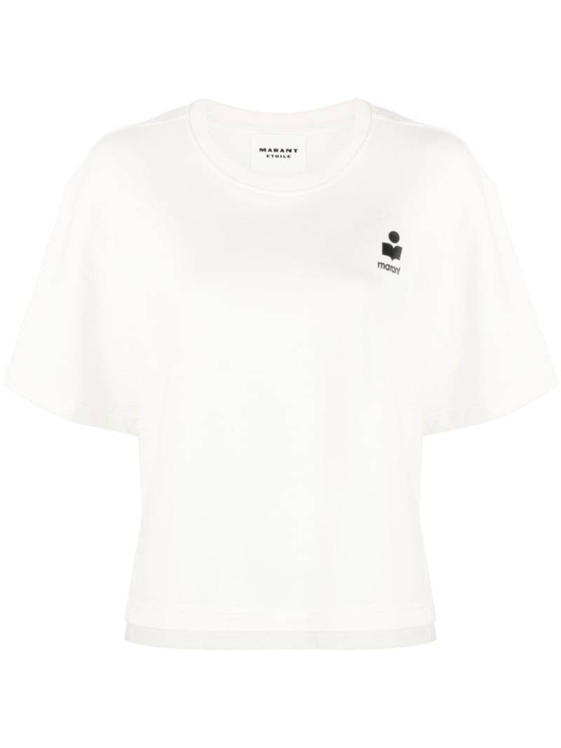 MARANT ÉTOILE logo-flocked cotton blend T-shirt - White von MARANT ÉTOILE