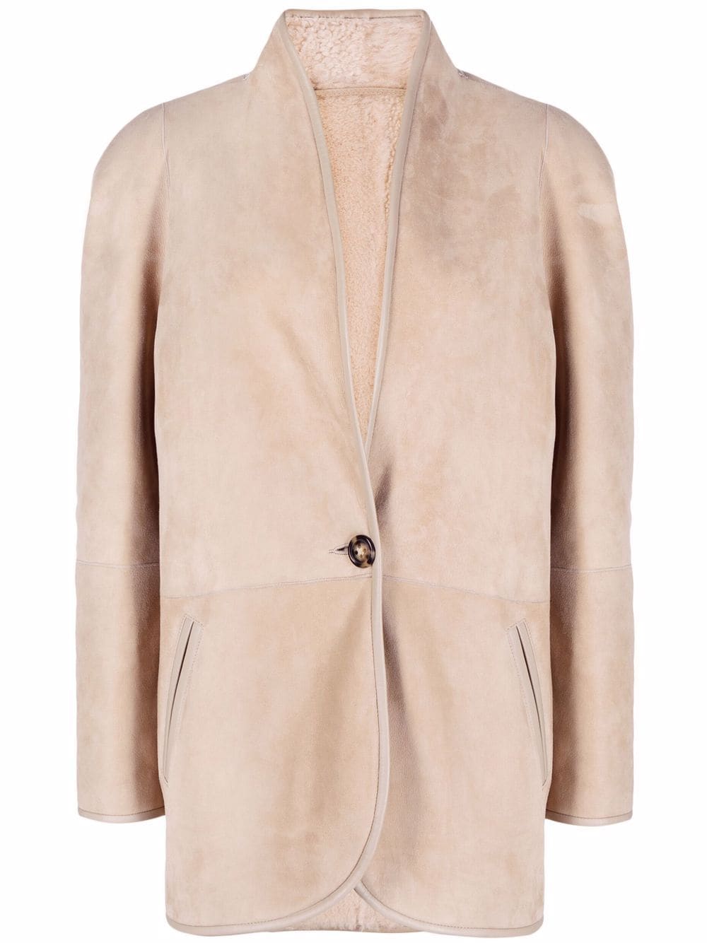 MARANT ÉTOILE single-button shearling coat - Neutrals von MARANT ÉTOILE