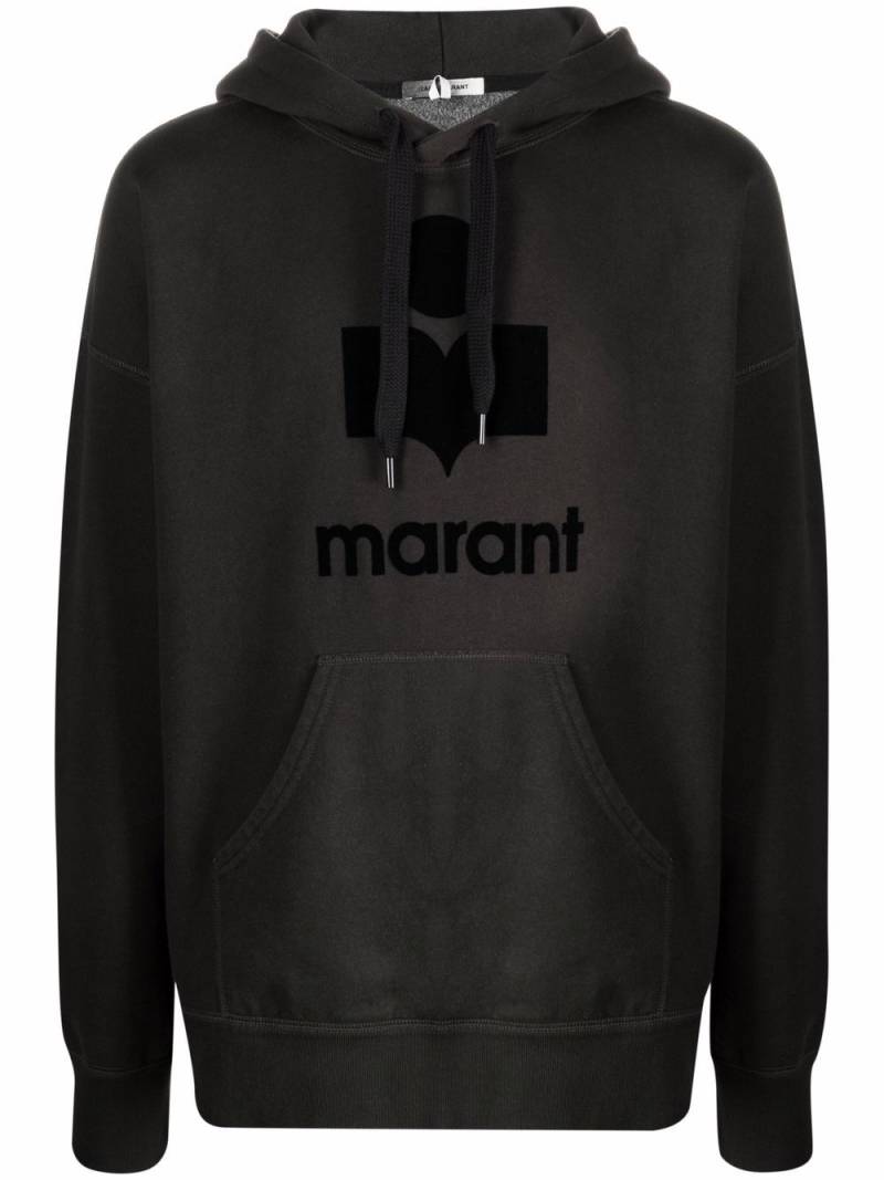 MARANT Miley flocked-logo hoodie - Black von MARANT