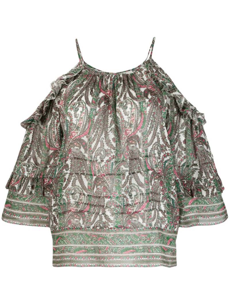 ISABEL MARANT cold-shoulder graphic-print top - White von ISABEL MARANT