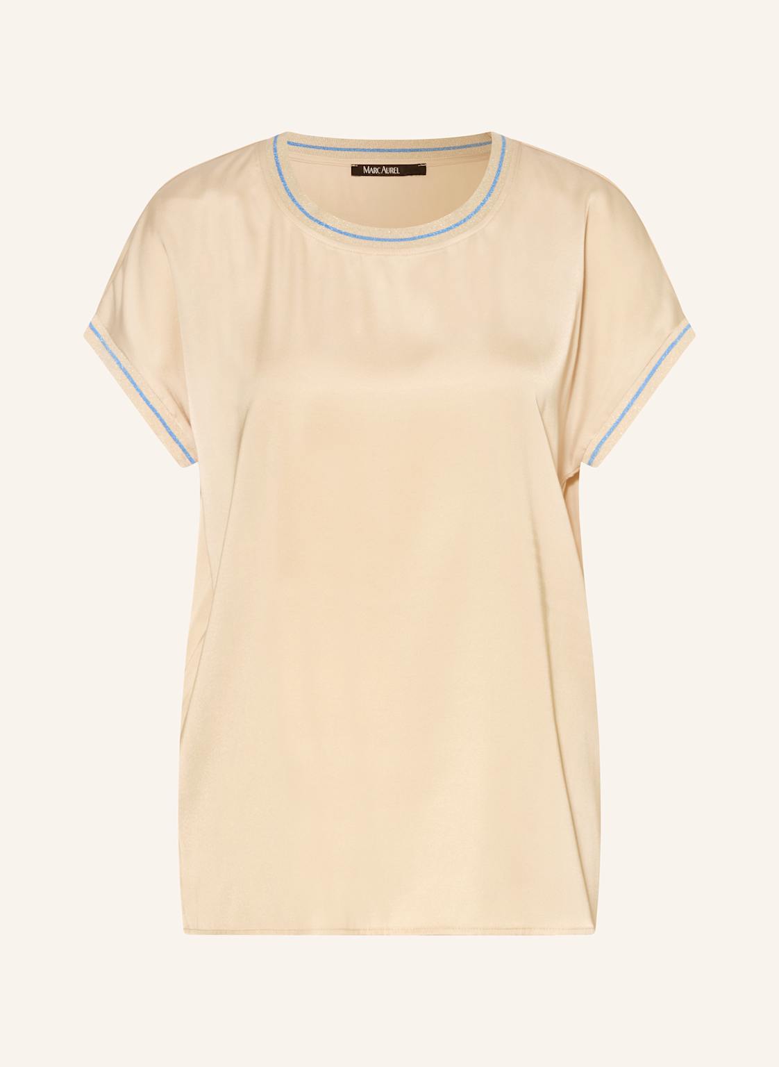 Marc Aurel Blusenshirt Aus Satin Mit Glitzergarn beige von MARC AUREL