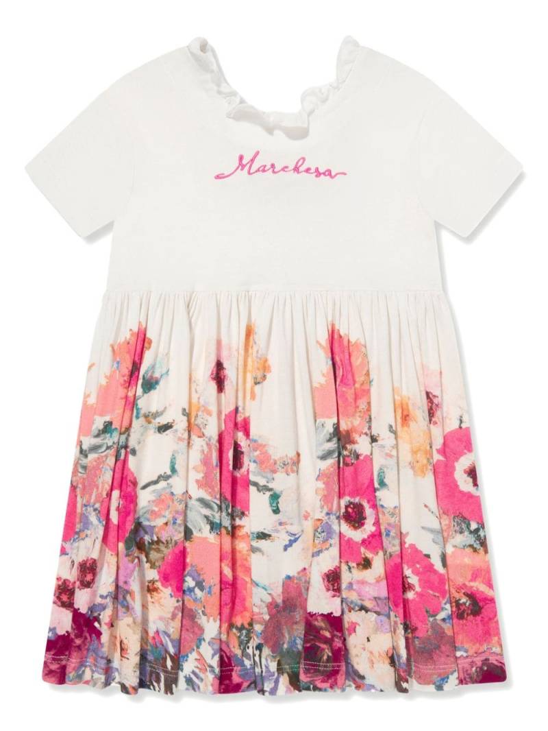 MARCHESA KIDS COUTURE logo-embroidered floral dress - White von MARCHESA KIDS COUTURE