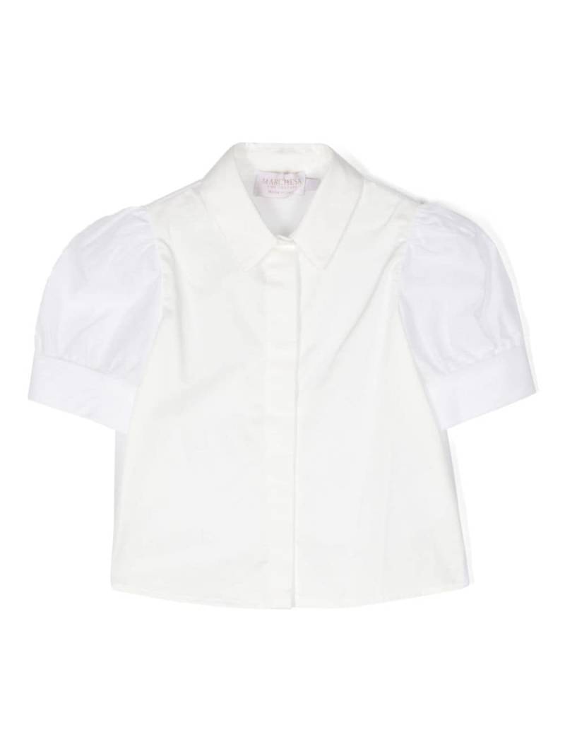 MARCHESA KIDS COUTURE puff-sleeved cotton shirt - Neutrals von MARCHESA KIDS COUTURE