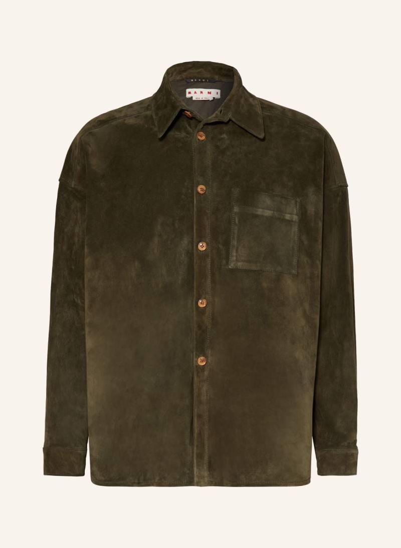 Marni Leder-Overshirt gruen von MARNI