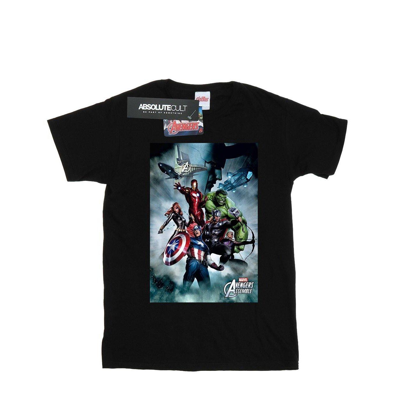 Avengers Assemble Team Montage Tshirt Damen Schwarz XL von MARVEL