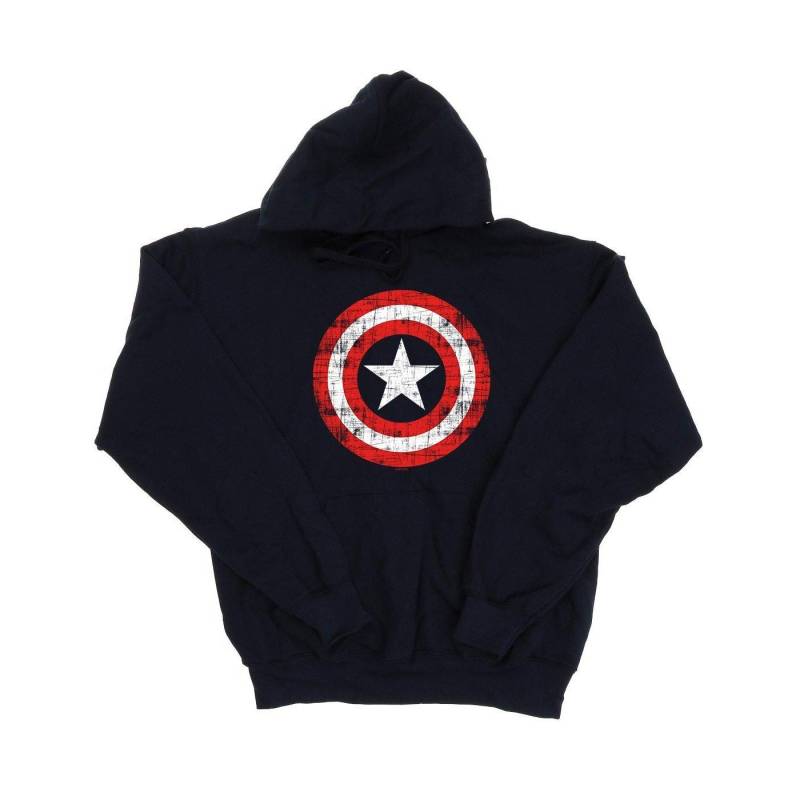 Avengers Captain America Scratched Shield Kapuzenpullover Mädchen Marine 104 von MARVEL