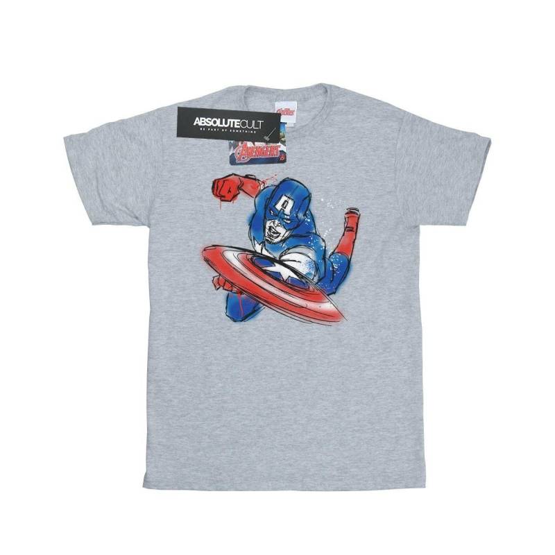 Avengers Captain America Spray Tshirt Herren Grau XXL von MARVEL