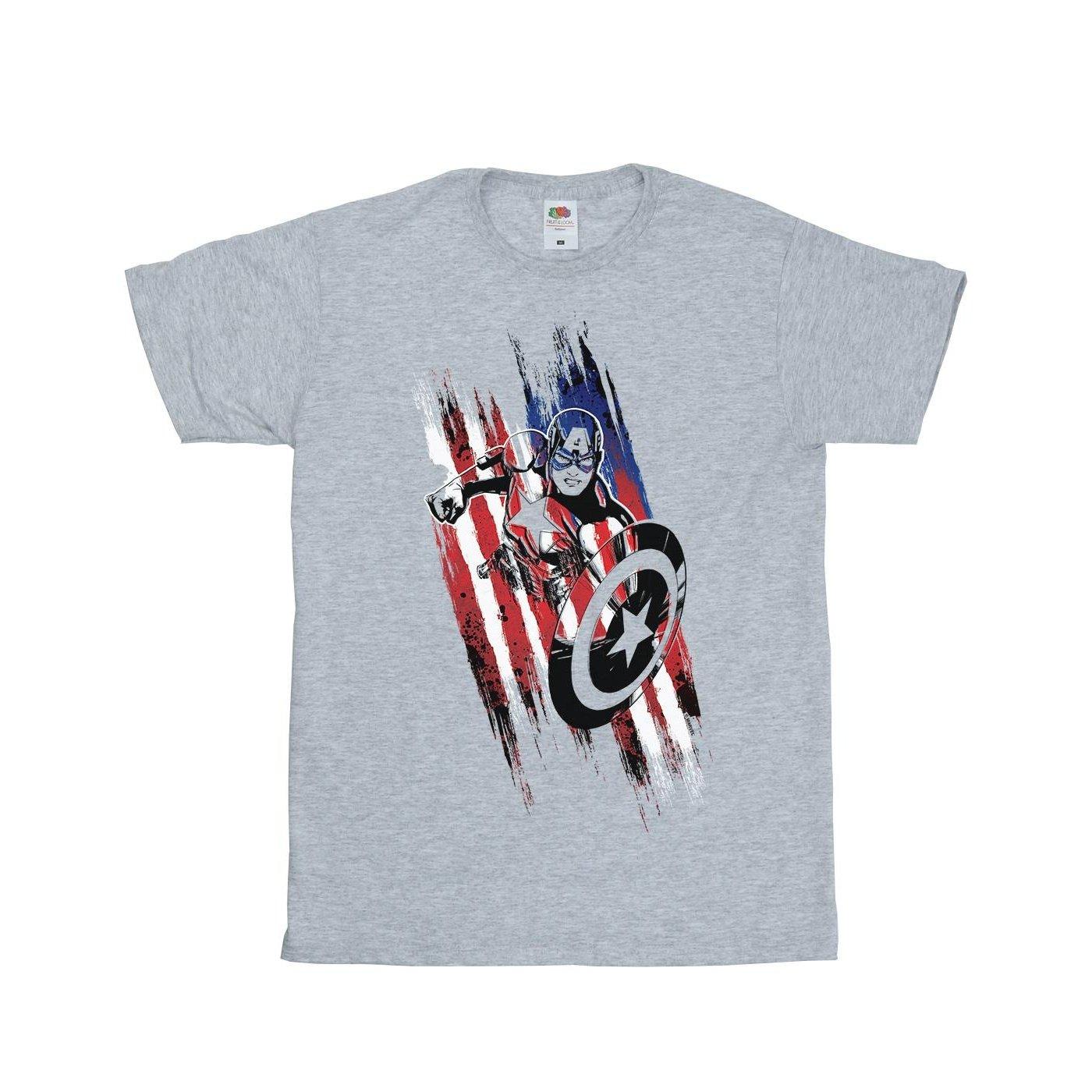 Avengers Captain America Streaks Tshirt Damen Grau 3XL von MARVEL