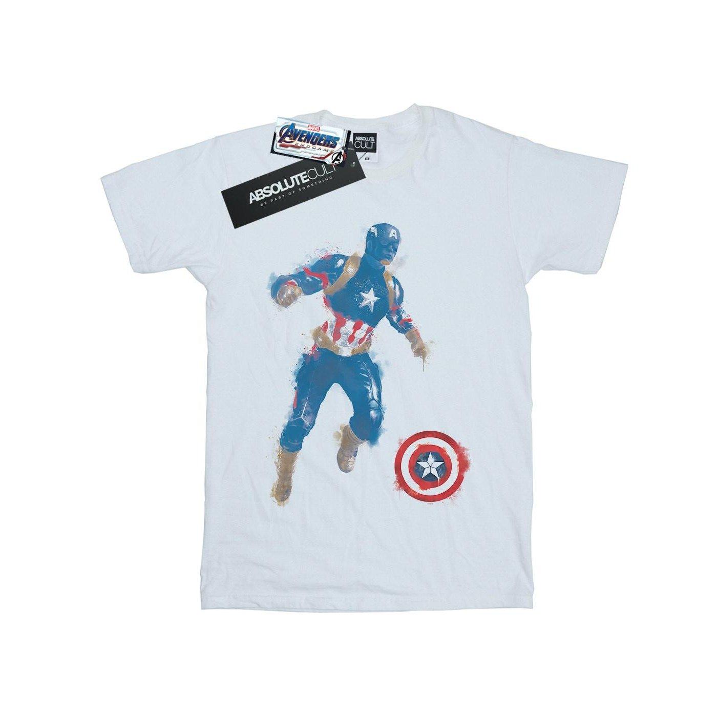 Avengers Endgame Painted Captain America Tshirt Damen Weiss 5XL von MARVEL