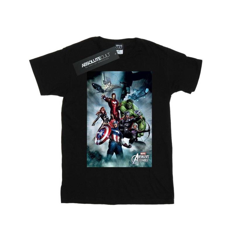 Avengers Team Montage Tshirt Damen Schwarz L von MARVEL