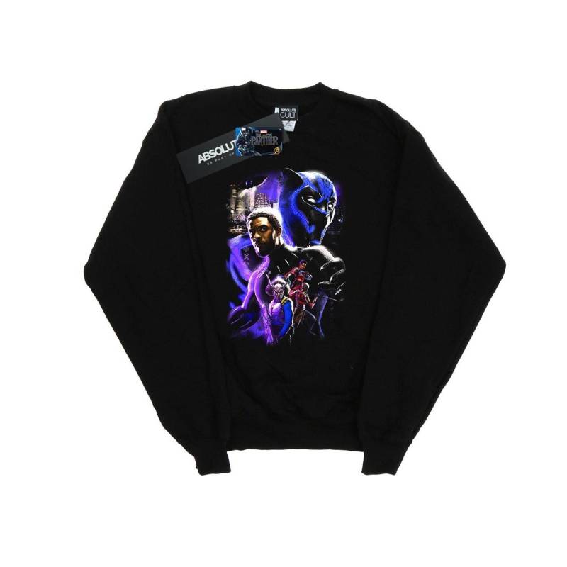 Black Panther Character Montage Sweatshirt Damen Schwarz S von MARVEL