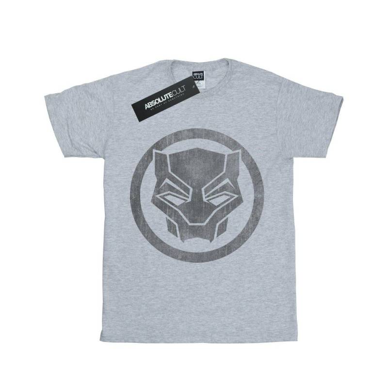 Black Panther Distressed Icon Tshirt Jungen Grau 128 von MARVEL