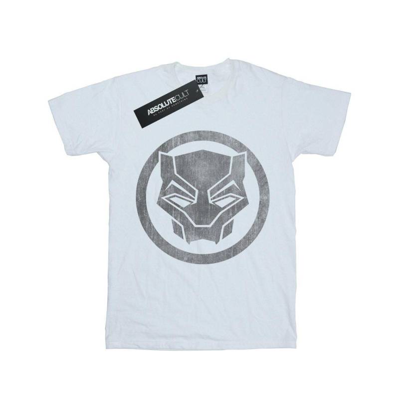 Black Panther Distressed Icon Tshirt Unisex Weiss 140/146 von MARVEL