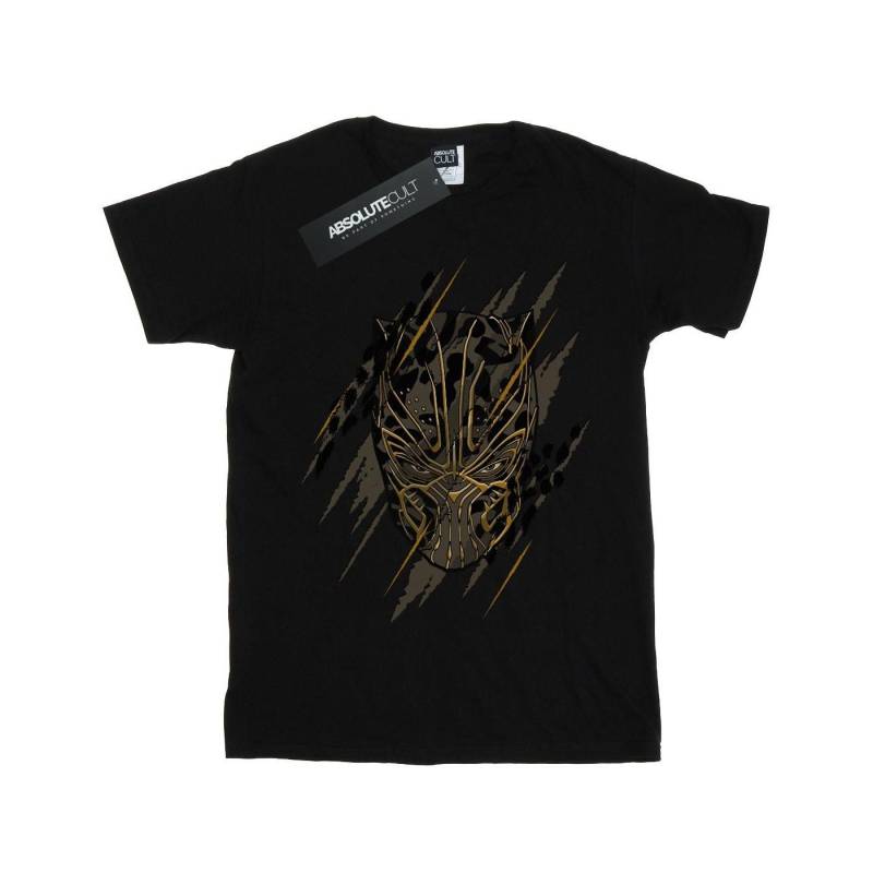 Black Panther Gold Head Tshirt Jungen Schwarz 116 von MARVEL