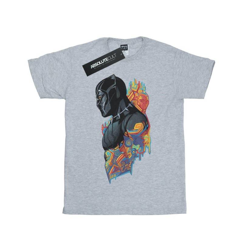 Black Panther Profile Tshirt Jungen Grau 128 von MARVEL