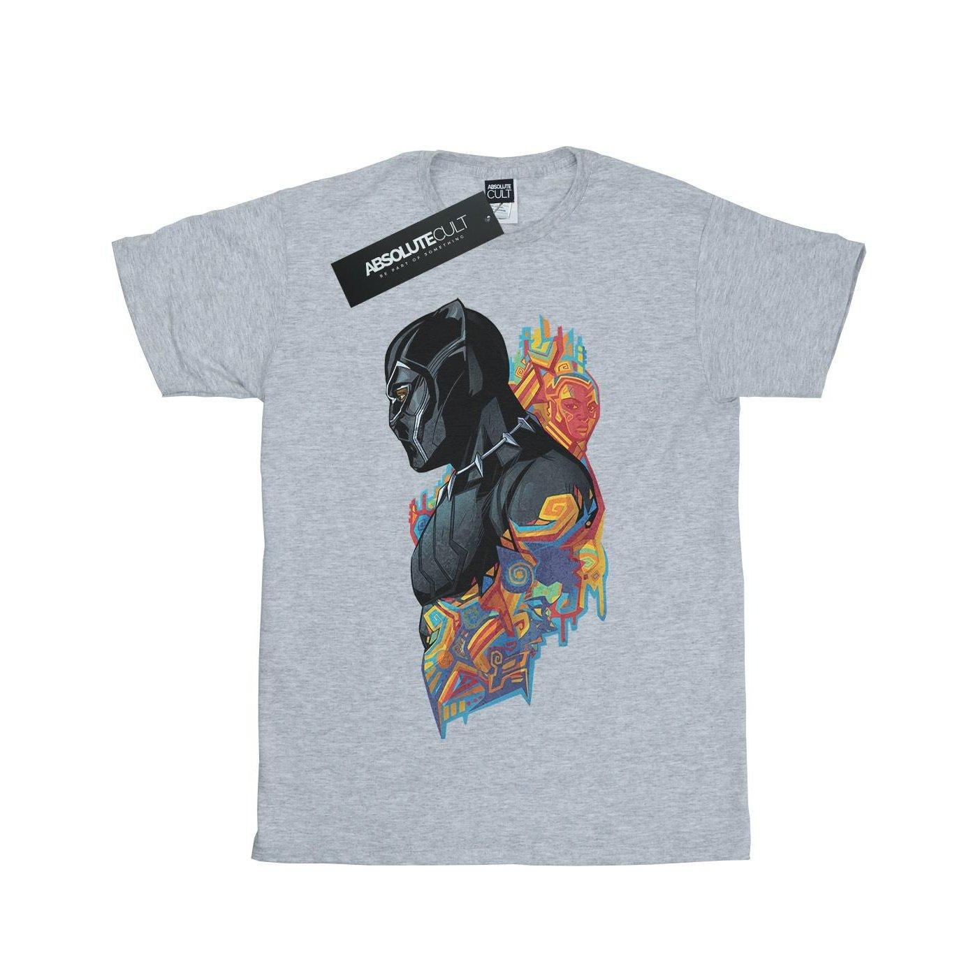 Black Panther Profile Tshirt Jungen Grau 152-158 von MARVEL