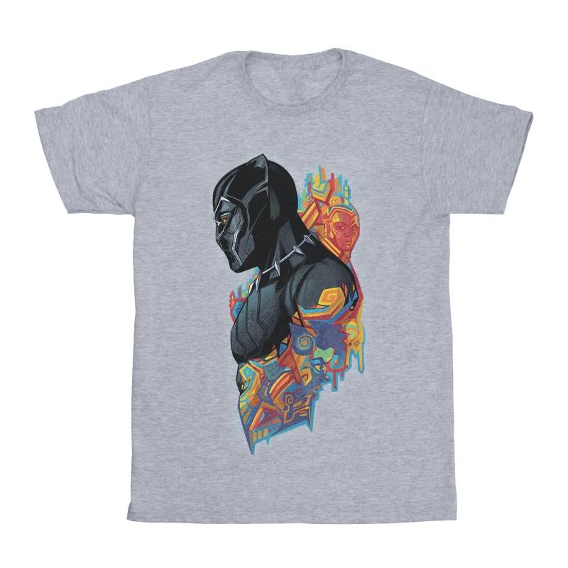 Black Panther Profile Tshirt Mädchen Grau 116 von MARVEL